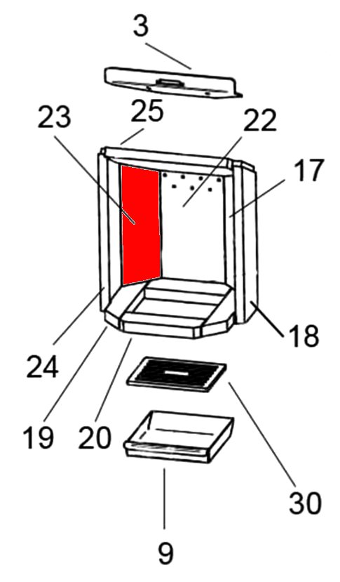 Oranier Fehmarn 7 Seitenstein links hinten Brennraumstein