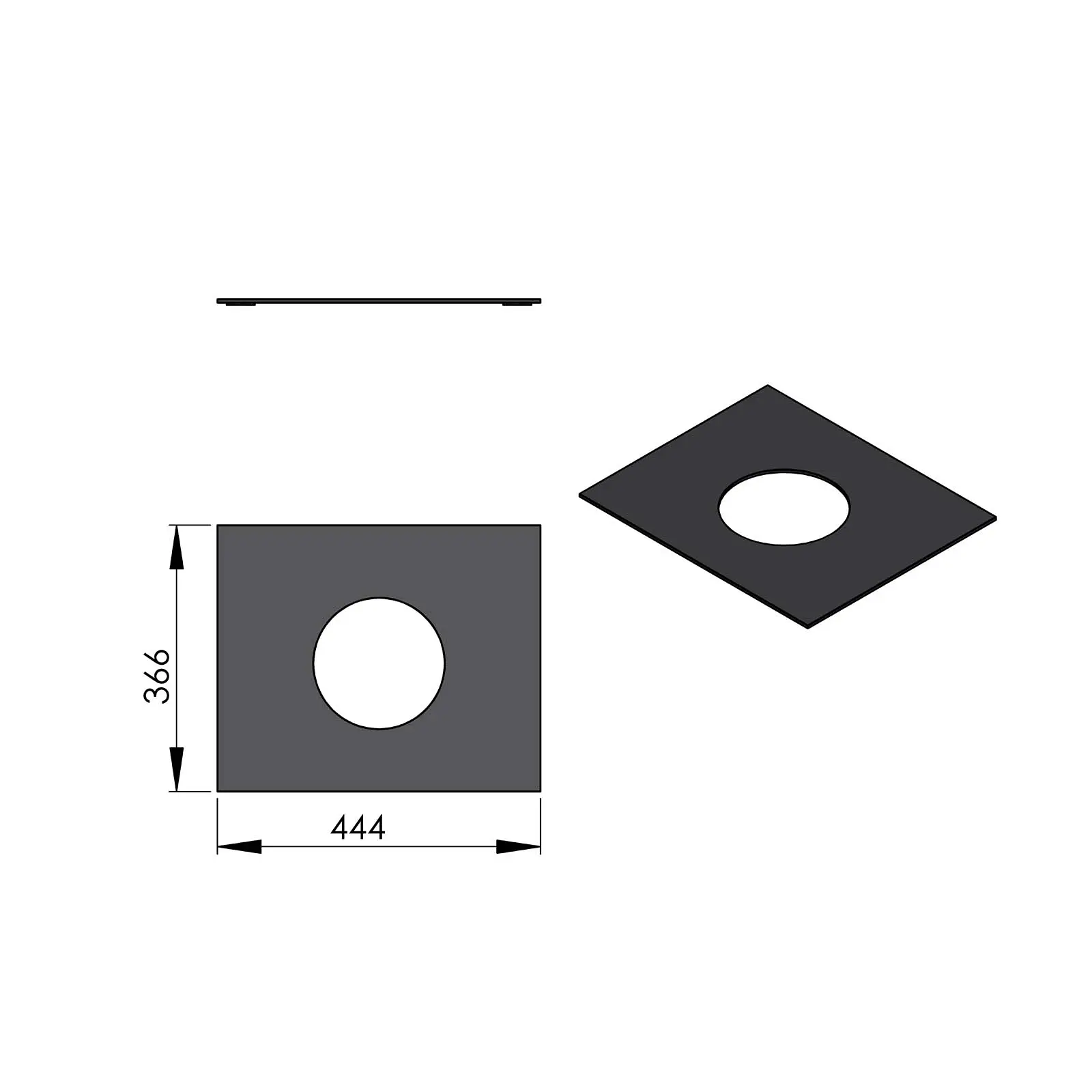 Termatech TT60W piastra di copertura acciaio nero