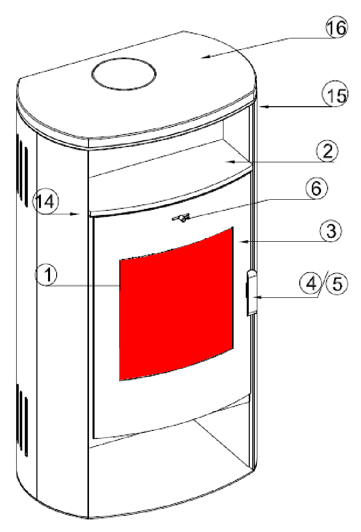 Techfire Uni-3068 LR Sichtscheibe Glaskeramik