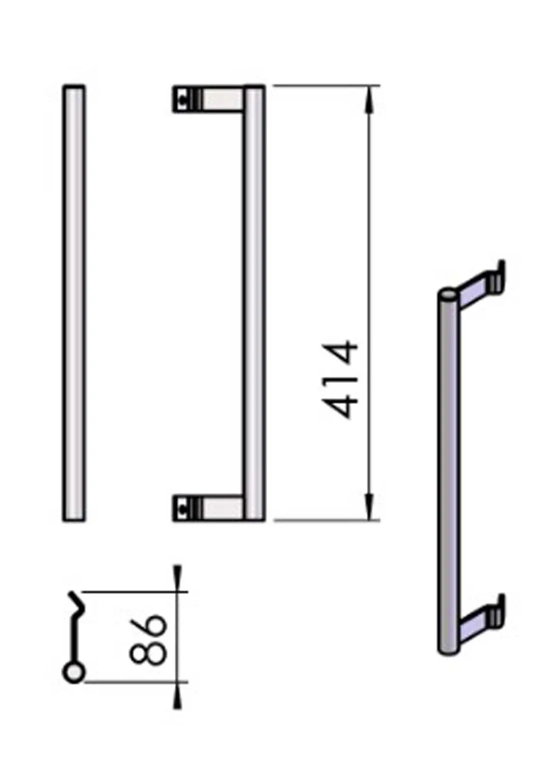 Termatech TT23 impugnatura sportello acciaio inox