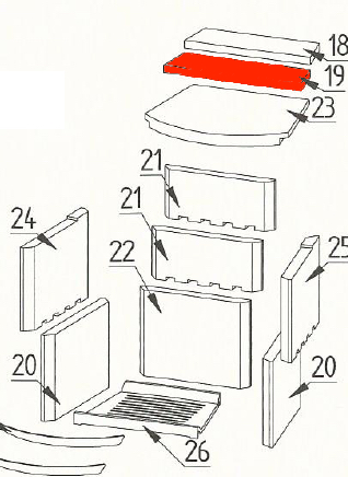 Fireplace Delos Zugumlenkung mittig Prallplatte