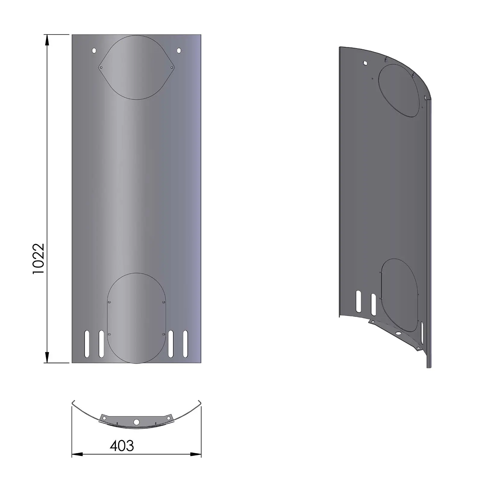 Termatech TT21 rivestimento laterale posteriore acciaio nero