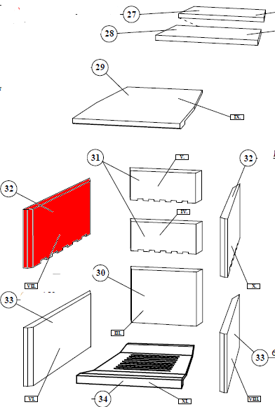 Fireplace Adria Seitenstein links oben Vermiculitestein