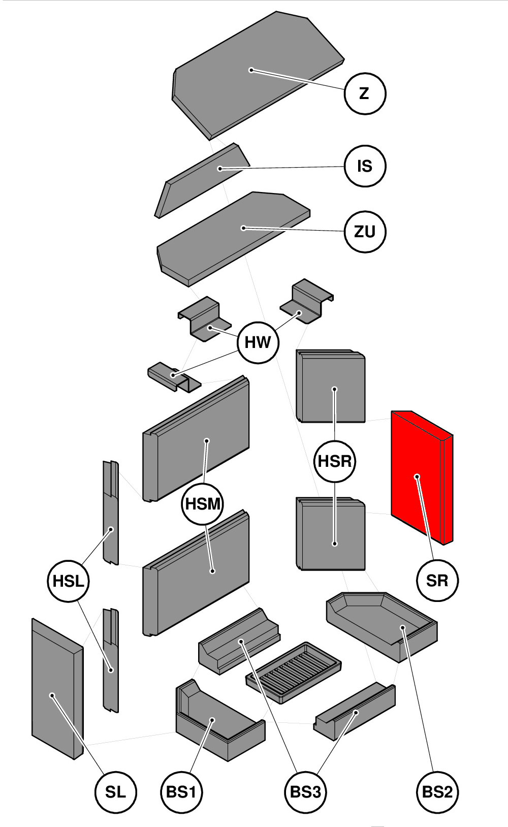 Haas+Sohn Komfort IV 180.18 Seitenstein rechts vorne Feuerraumstein