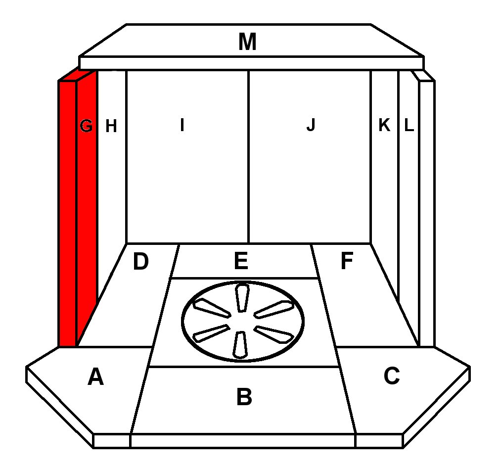 Skantherm Adano Seitenstein links vorne A Feuerraumstein