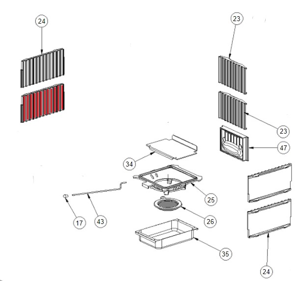 La Nordica Gemma Forno Seitenplatte links unten A Gussplatte