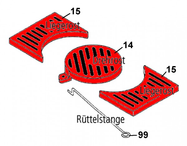 Leda Rubin K18 griglia per cenere set A