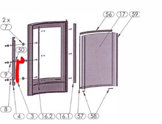 Oranier Arktis 7 poignée de porte B chambre de combustion 