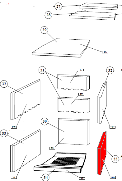 Fireplace Baccara Novo Seitenstein rechts unten Feuerraumstein