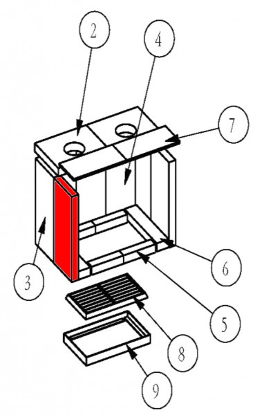 Eurotherm Rubin Seitenstein links vorne B Brennraumstein